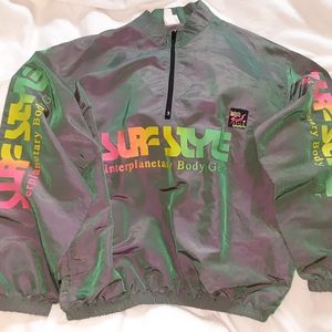 Vintage 80s Surf Style iridescent 1/4 zip pullover